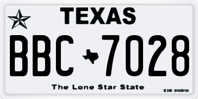 TX license plate BBC7028