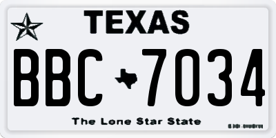 TX license plate BBC7034