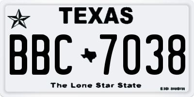 TX license plate BBC7038