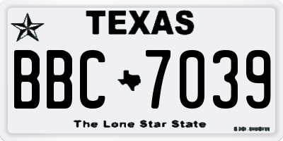 TX license plate BBC7039