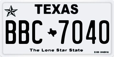 TX license plate BBC7040