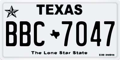 TX license plate BBC7047
