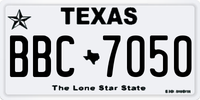TX license plate BBC7050
