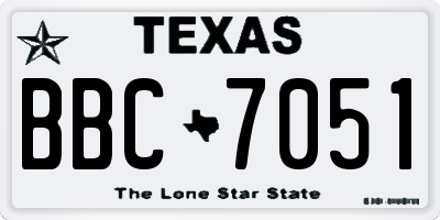 TX license plate BBC7051