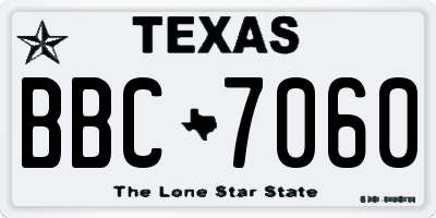 TX license plate BBC7060