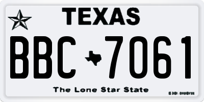 TX license plate BBC7061