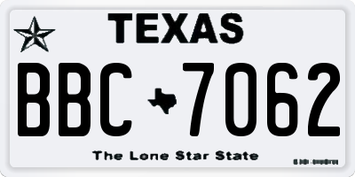 TX license plate BBC7062