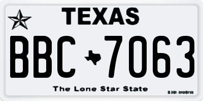 TX license plate BBC7063