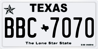 TX license plate BBC7070