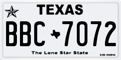 TX license plate BBC7072