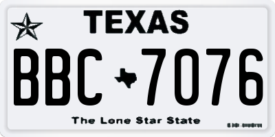 TX license plate BBC7076