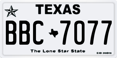 TX license plate BBC7077