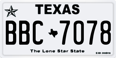 TX license plate BBC7078