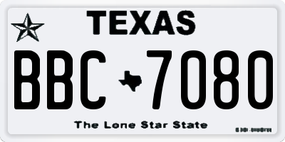 TX license plate BBC7080