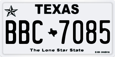 TX license plate BBC7085