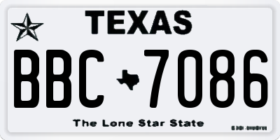 TX license plate BBC7086
