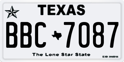 TX license plate BBC7087