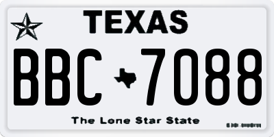 TX license plate BBC7088