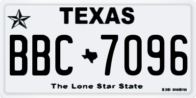 TX license plate BBC7096