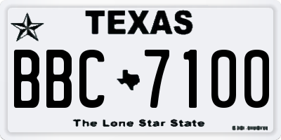 TX license plate BBC7100