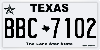 TX license plate BBC7102