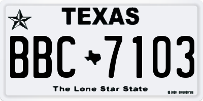 TX license plate BBC7103