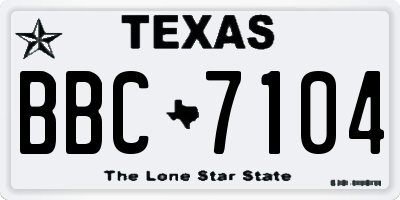 TX license plate BBC7104