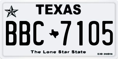 TX license plate BBC7105