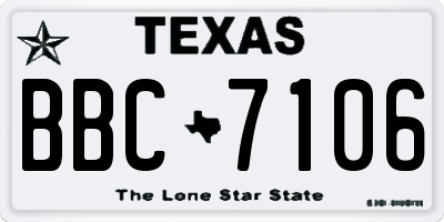 TX license plate BBC7106