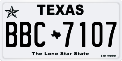 TX license plate BBC7107