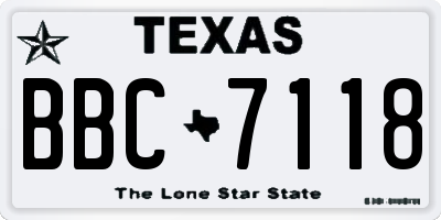 TX license plate BBC7118