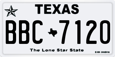 TX license plate BBC7120