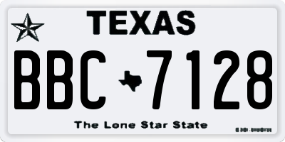 TX license plate BBC7128