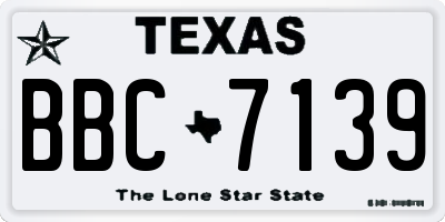 TX license plate BBC7139