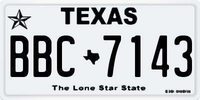 TX license plate BBC7143