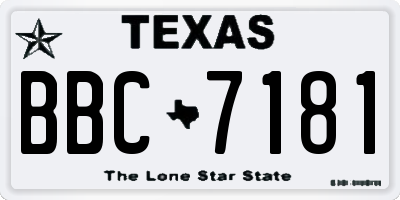 TX license plate BBC7181