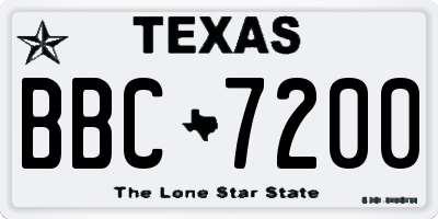TX license plate BBC7200