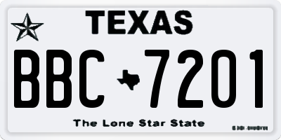 TX license plate BBC7201