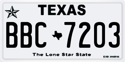 TX license plate BBC7203