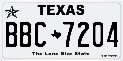 TX license plate BBC7204
