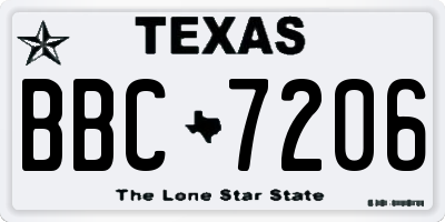 TX license plate BBC7206
