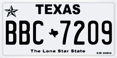 TX license plate BBC7209