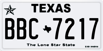 TX license plate BBC7217