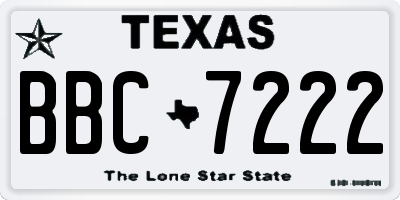 TX license plate BBC7222