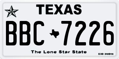 TX license plate BBC7226