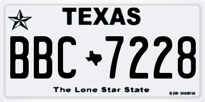 TX license plate BBC7228