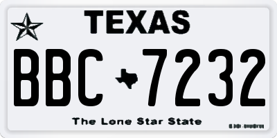 TX license plate BBC7232