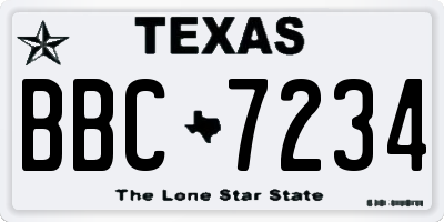 TX license plate BBC7234