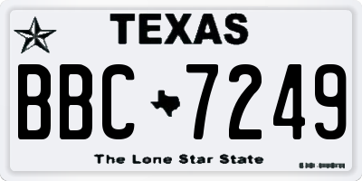 TX license plate BBC7249
