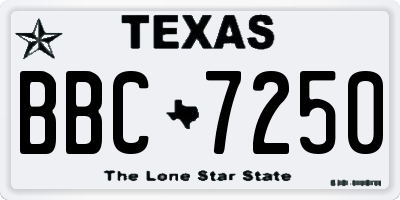 TX license plate BBC7250